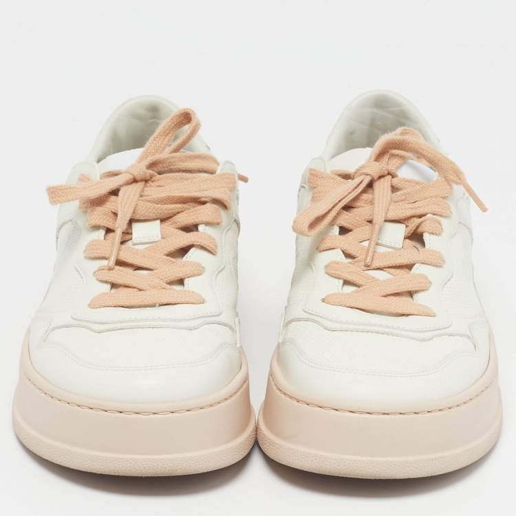Pre Owned Gucci Jumbo GG Size 38.5 White Leather Chunky Low Top Sneakers