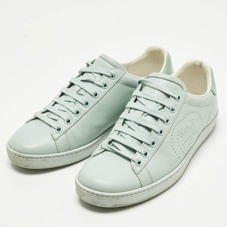 Pre Owned Gucci GG Ace Size 36.5 Green Leather Low Top Sneakers
