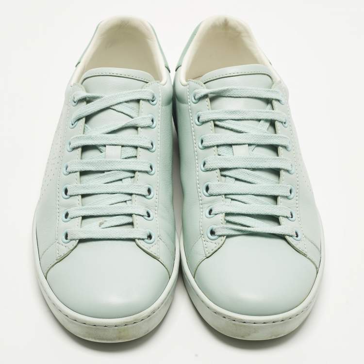 Pre Owned Gucci GG Ace Size 36.5 Green Leather Low Top Sneakers