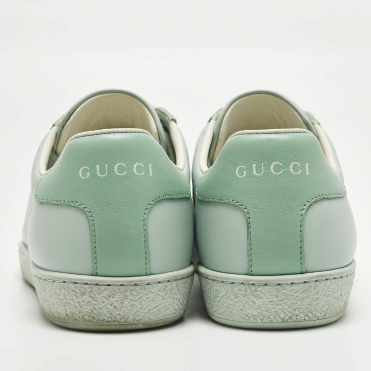 Pre Owned Gucci GG Ace Size 36.5 Green Leather Low Top Sneakers