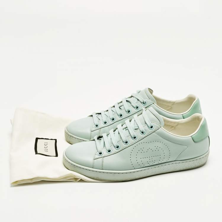 Pre Owned Gucci GG Ace Size 36.5 Green Leather Low Top Sneakers