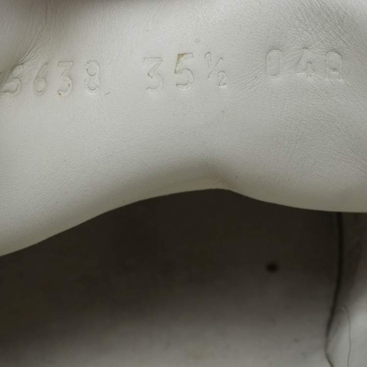 Pre Owned Gucci Size 35.5 White Leather Ace Web Heart Detail Lace Up Sneaker 