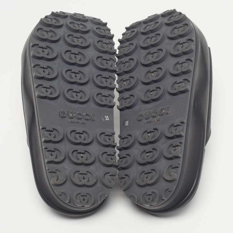 Pre Owned Gucci Interlocking G Size 35 Black Rubber Pool Slide