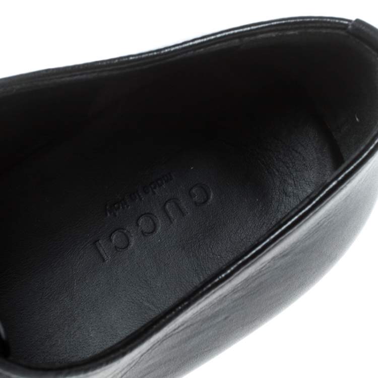 Pre Owned Gucci Black Leather Studded Pointed Toe Loafers Size 37
