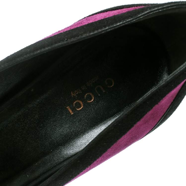 Pre Owned Gucci Tricolor Suede Pointed Toe Pumps Size 40