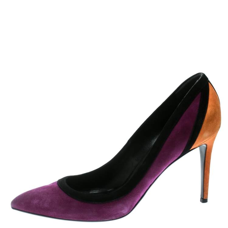 Pre Owned Gucci Tricolor Suede Pointed Toe Pumps Size 40