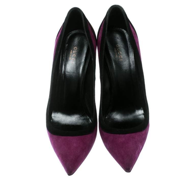 Pre Owned Gucci Tricolor Suede Pointed Toe Pumps Size 40