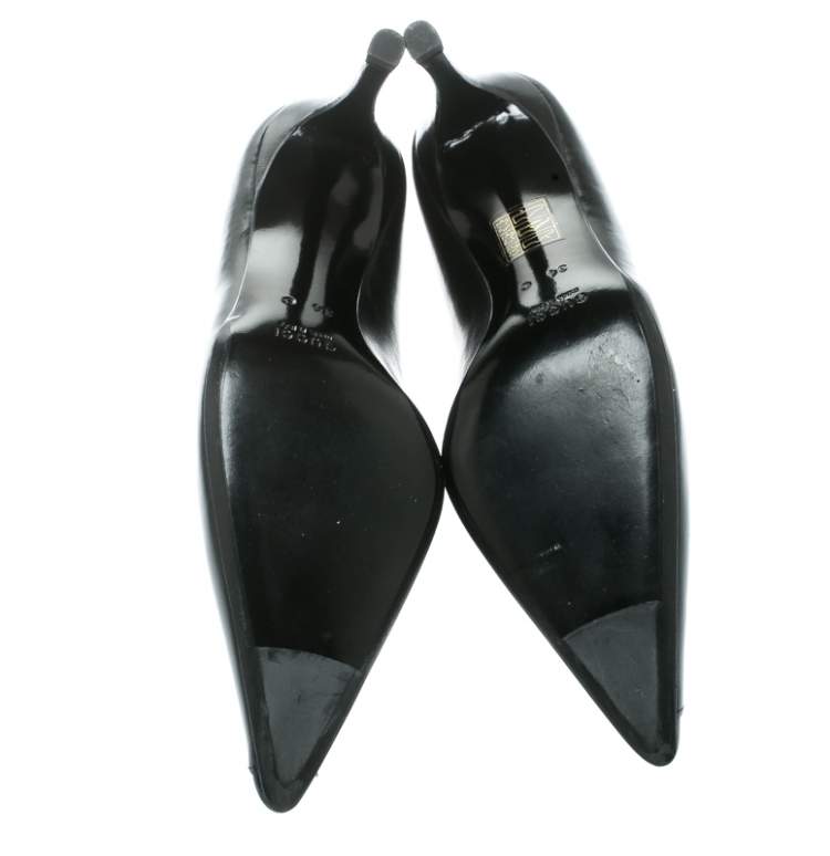 Pre Owned Gucci Black Leather Pointed Toe Pumps Size 34