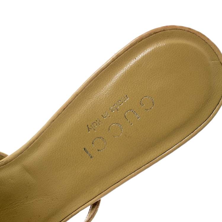 Pre Owned Gucci Beige Leather Pointed Toe Mules Size 37
