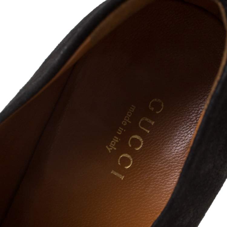 Pre Owned Gucci Black Suede Bamboo Tassel Platform Booties Size 39