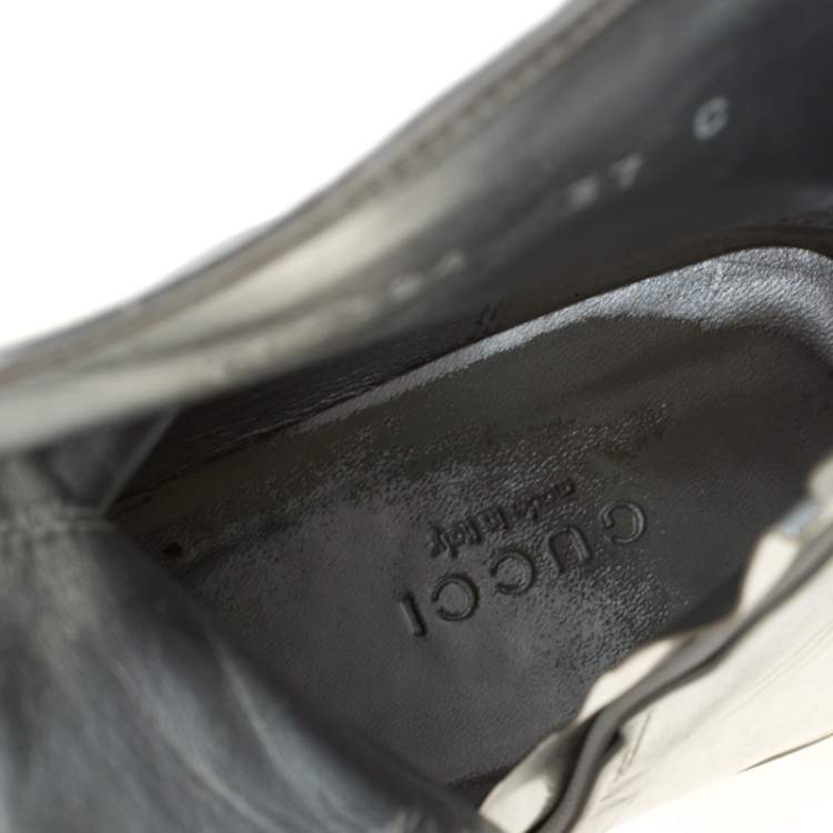 Pre Owned Gucci Metallic Silver Leather Buckle Detail Ankle Boots Size 37