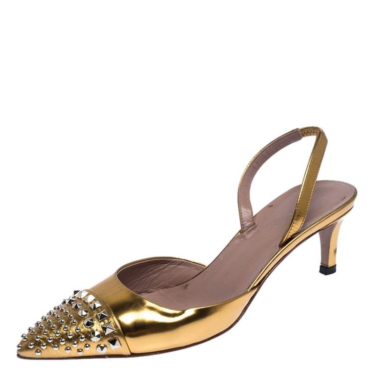 Gucci Gold Studded Patent Leather 