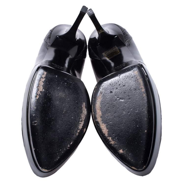 Pre Owned Gucci Black Patent Leather and Alligator Platform Pumps Size 38.5