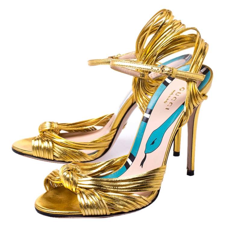 Gucci Metallic Gold Leather Strappy 