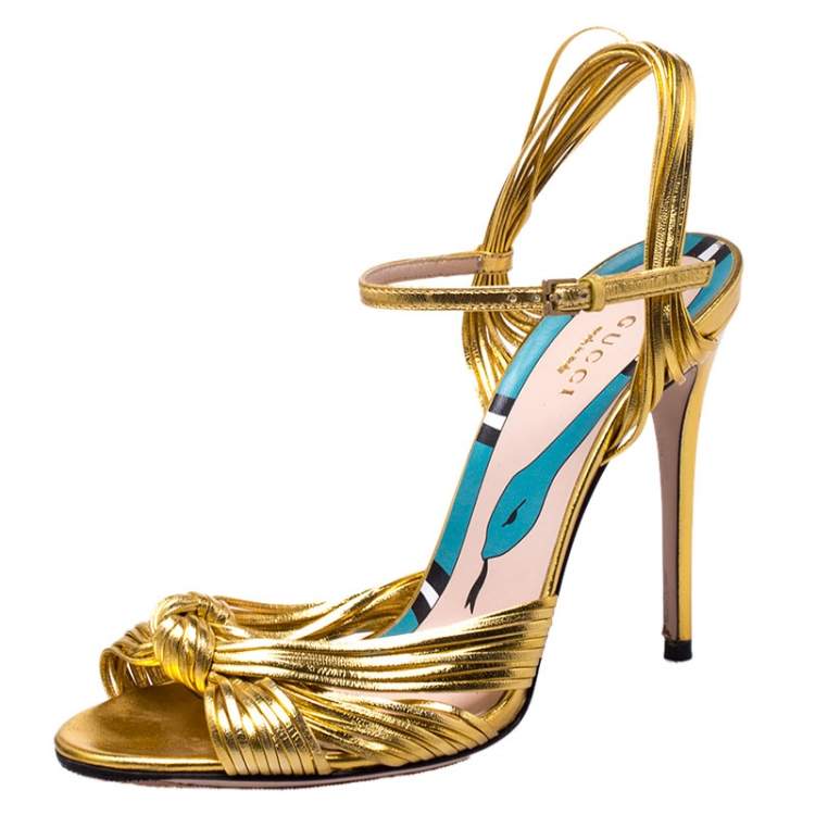 gucci gold sandals heels