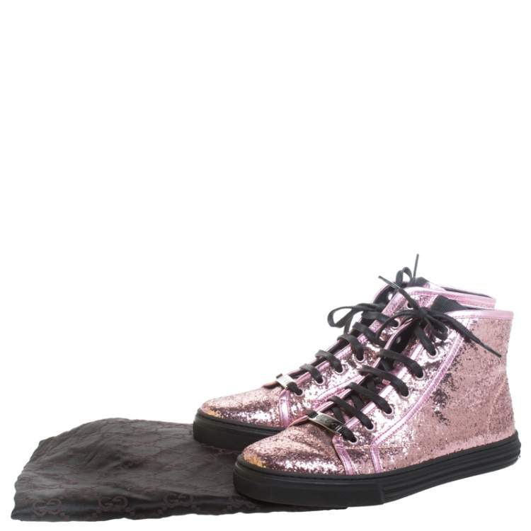 pink glitter gucci sneakers