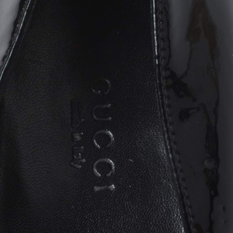 Pre Owned Gucci Black/Iridescent Patent Leather Platform Pumps Size 39.5