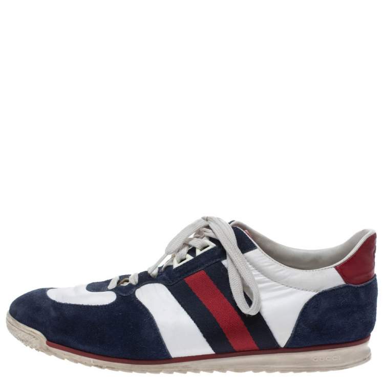 Pre Owned Gucci Multicolor Suede and Nylon Lace Up Low Top Sneakers Size 39