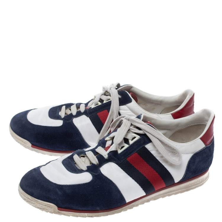 Pre Owned Gucci Multicolor Suede and Nylon Lace Up Low Top Sneakers Size 39