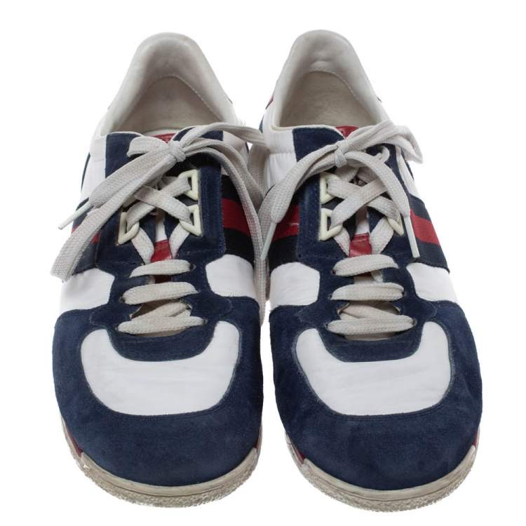 Pre Owned Gucci Multicolor Suede and Nylon Lace Up Low Top Sneakers Size 39