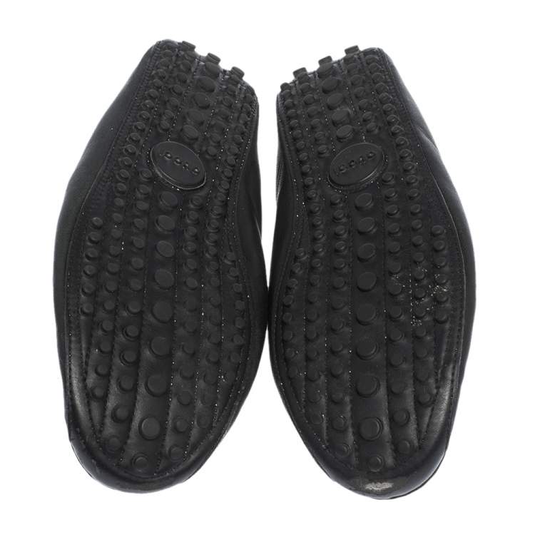 Pre Owned Gucci Black Leather Bamboo Horsebit Loafer Size 37.5