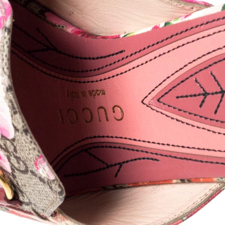 Pre Owned Gucci Multicolor GG Supreme Blooms Printed Canvas Princetown Horsebit Flat Mules Size 36