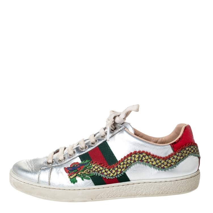 gucci ace embroidered dragon
