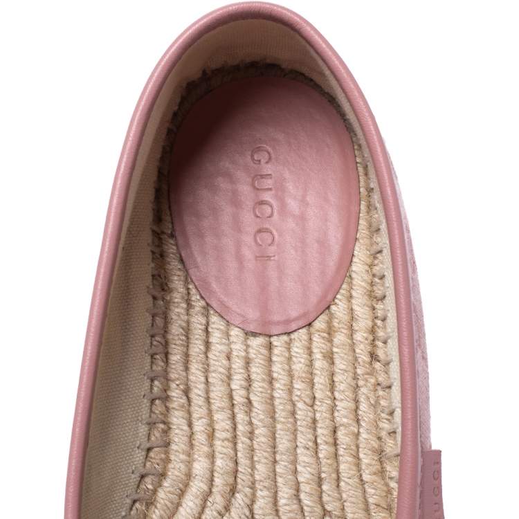 Pre Owned Gucci Pink GG Canvas Slip On Espadrille Flats Size 37.5