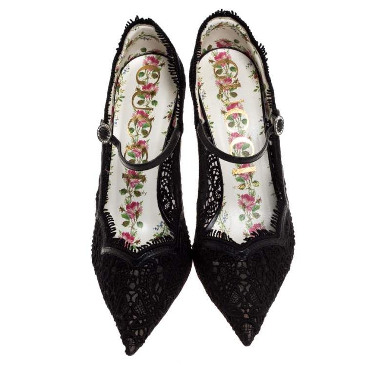 gucci virginia lace mary jane pumps