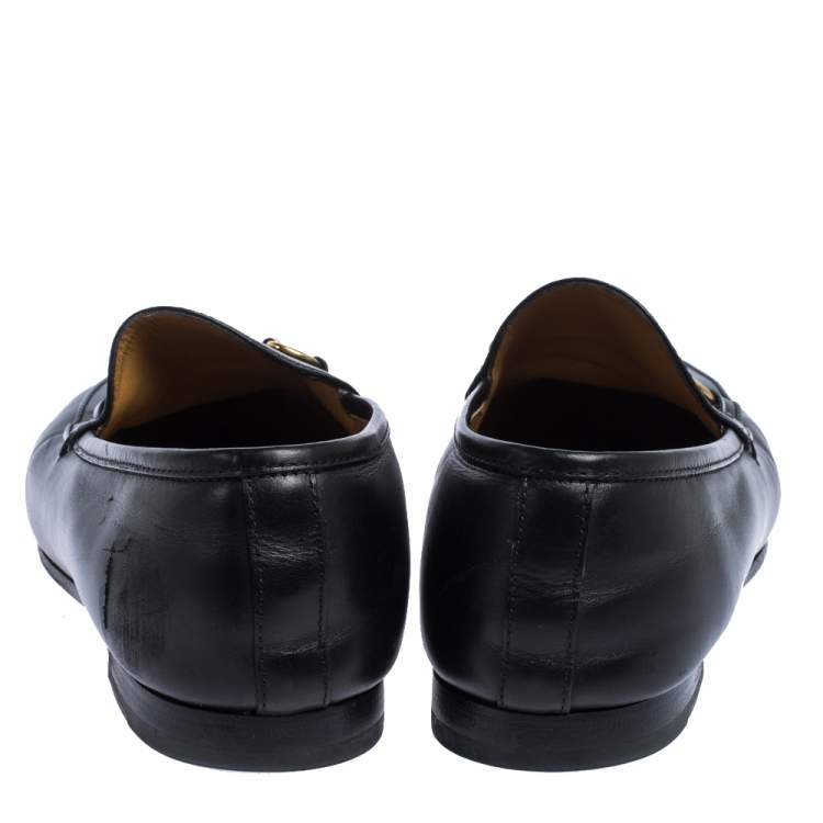 Pre Owned Gucci Black Leather Betis Glamour Loafers Size 38