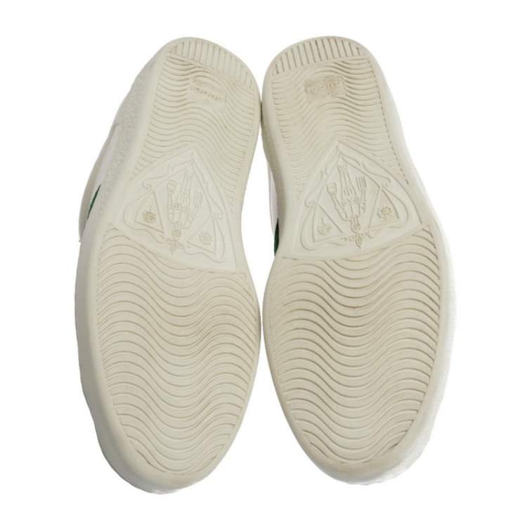 Pre Owned Gucci White Leather Embroidered Bee Ace Low Top Sneakers Size 40.5