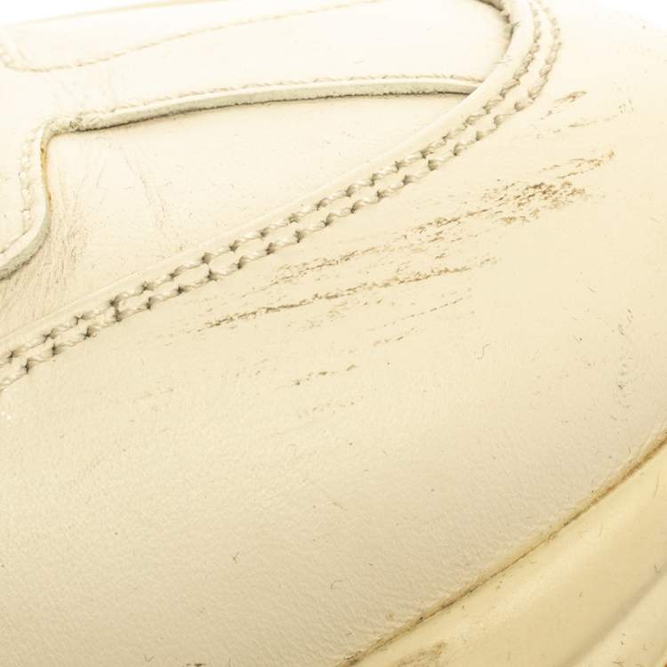 مملوكة مسبقًا Gucci Off White Leather Glitter Rhyton Lace Up Sneakers Size 38