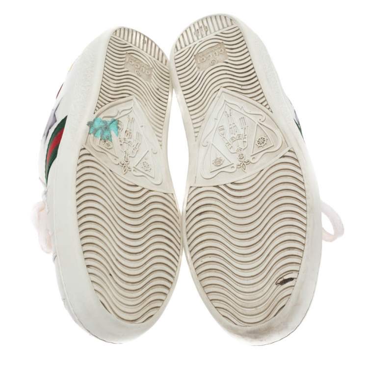 Pre Owned Gucci White Leather Ace Metallic Stars Low Top Sneakers Size 35.5