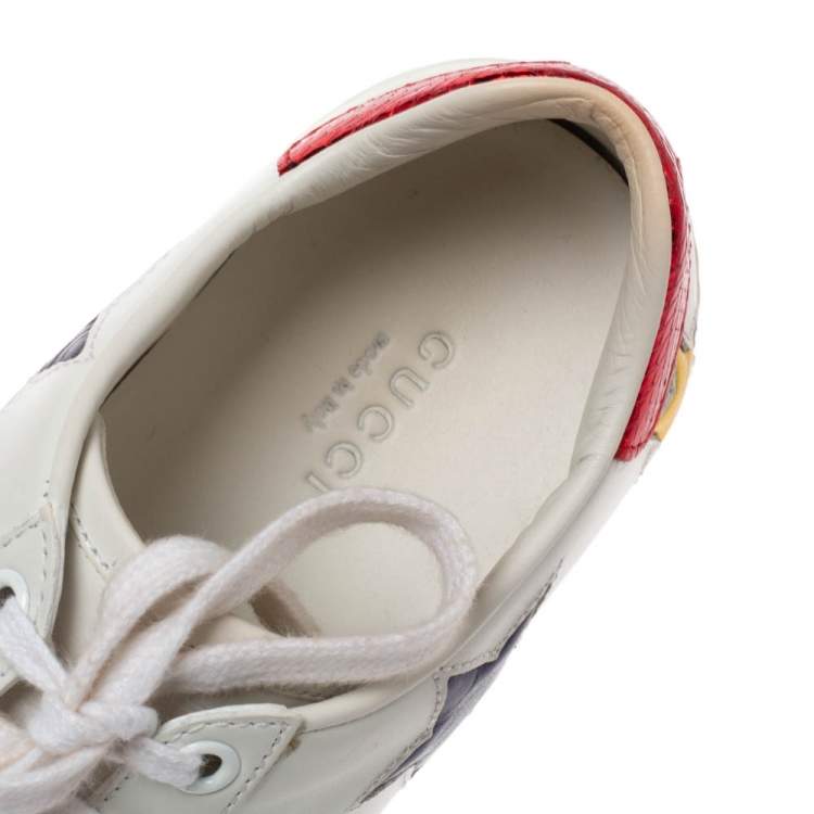 Pre Owned Gucci White Leather Ace Metallic Stars Low Top Sneakers Size 35.5