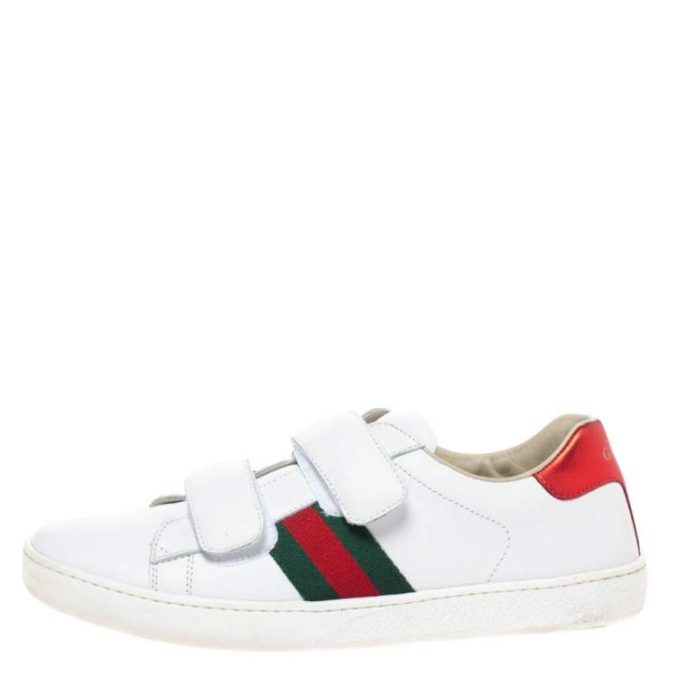 Pre Owned Gucci White Leather Ace Low Top Sneakers Size 36