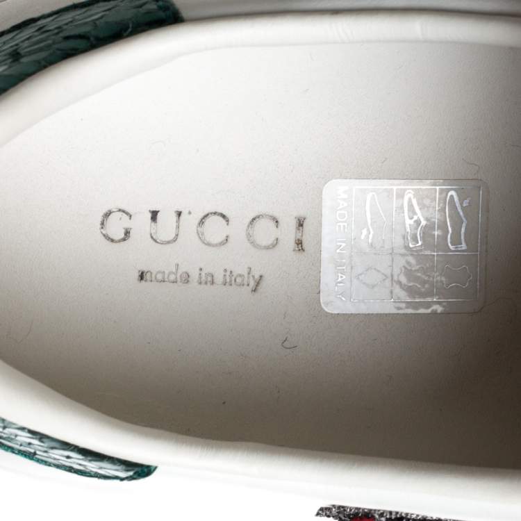 Pre Owned Gucci White Leather Ace Web Embellished Low Top Sneakers Size 39