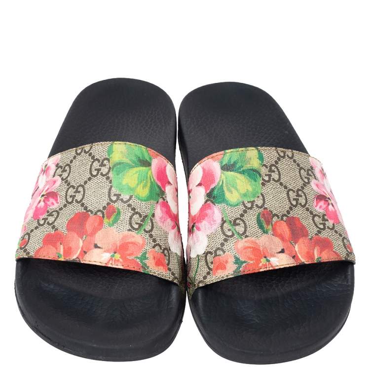 gucci floral slides womens
