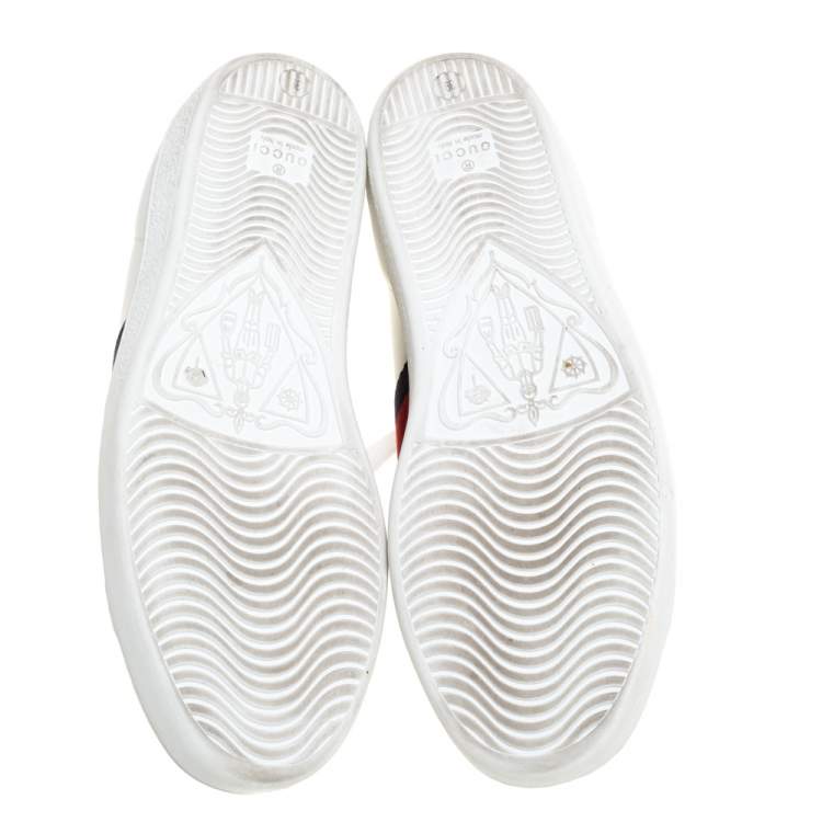 Pre Owned Gucci White Leather Ace Web Detail Low Top Sneakers Size 39