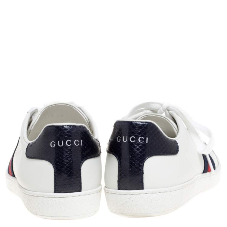 Pre Owned Gucci White Leather Ace Web Detail Low Top Sneakers Size 39