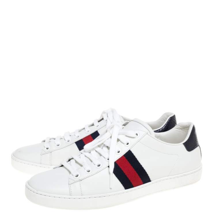 Pre Owned Gucci White Leather Ace Web Detail Low Top Sneakers Size 39