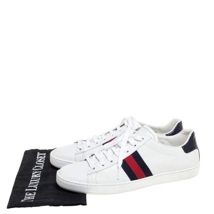 Pre Owned Gucci White Leather Ace Web Detail Low Top Sneakers Size 39