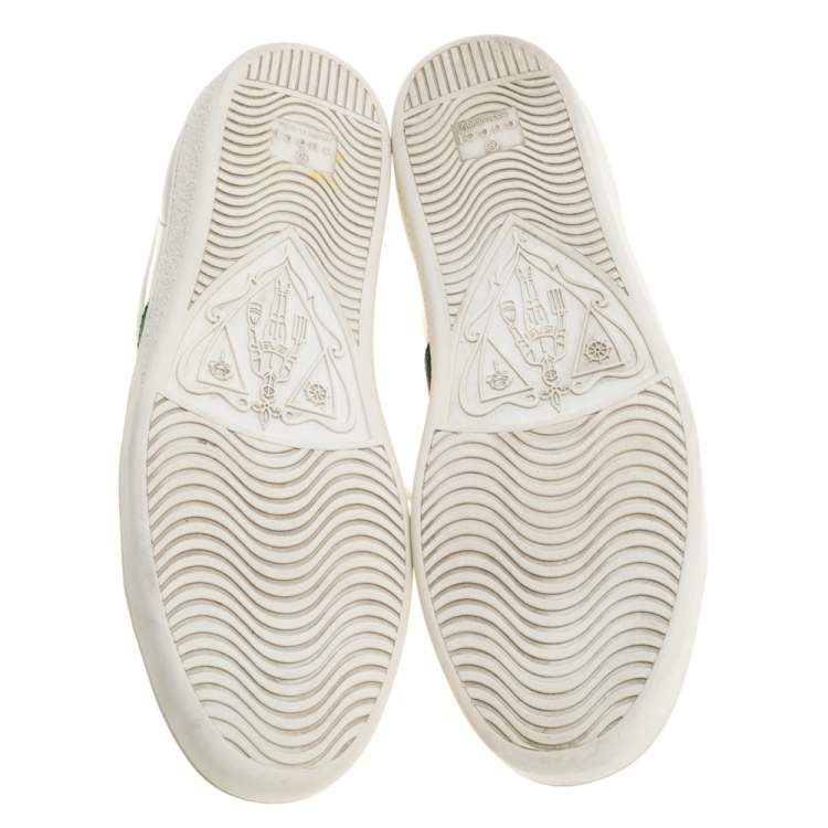 Pre Owned Gucci White Leather Embroidered Bee Ace Low Top Sneakers Size 39