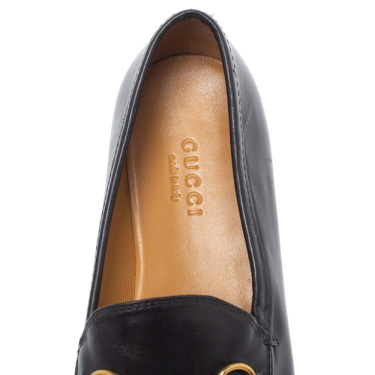 Pre Owned Gucci Black Leather Jordaan Horsebit Loafers Size 35.5