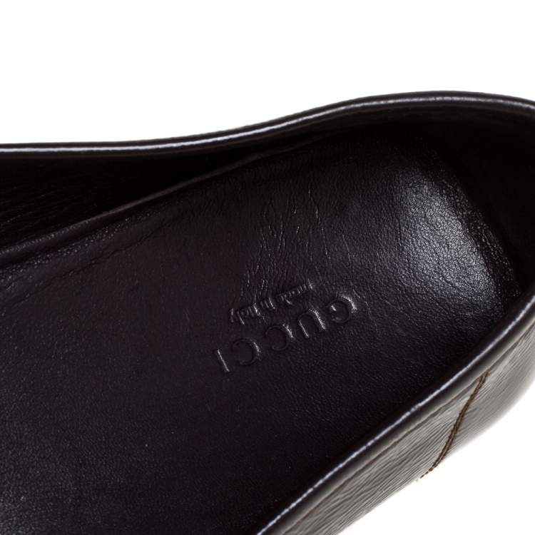Pre Owned Gucci Brown Patent Leather Horsebit Slip On Loafers Size 40