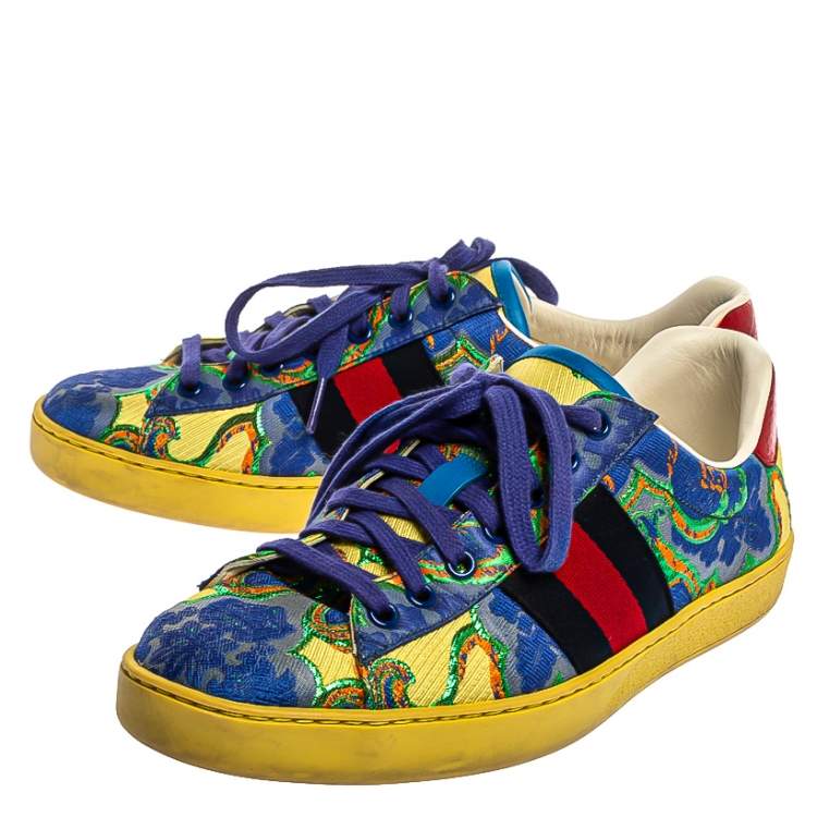 Pre Owned Gucci Multicolor Canvas Printed Ace Sneakers Size 37