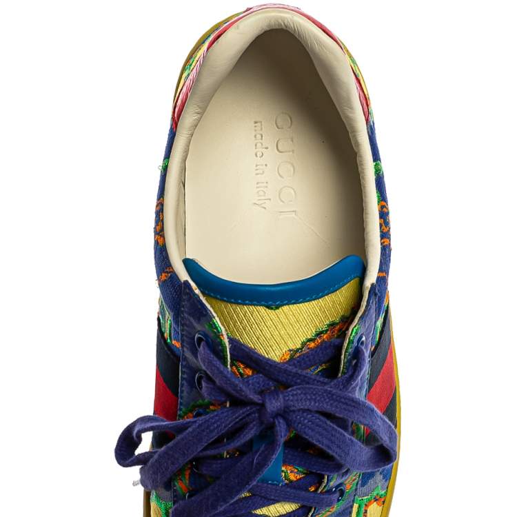 Pre Owned Gucci Multicolor Canvas Printed Ace Sneakers Size 37