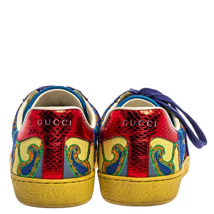Pre Owned Gucci Multicolor Canvas Printed Ace Sneakers Size 37