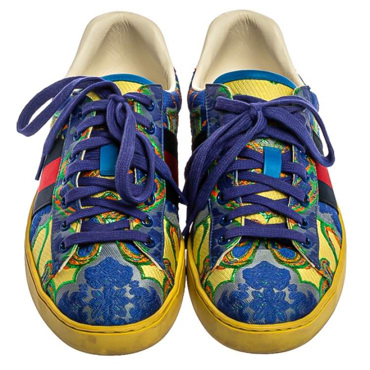 Pre Owned Gucci Multicolor Canvas Printed Ace Sneakers Size 37