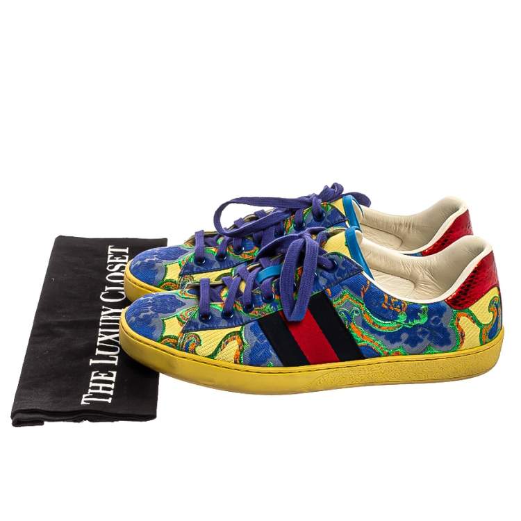 Pre Owned Gucci Multicolor Canvas Printed Ace Sneakers Size 37
