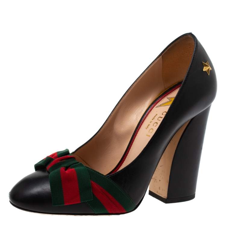 gucci black pumps with bow